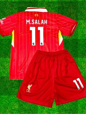 Liverpool M. Salah #11 Kids Toddler Youth Red Soccer Jersey & Shorts Set NWT